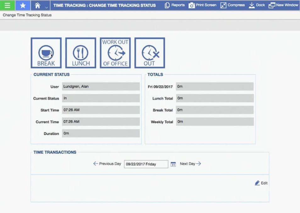 Time tracking screenshot