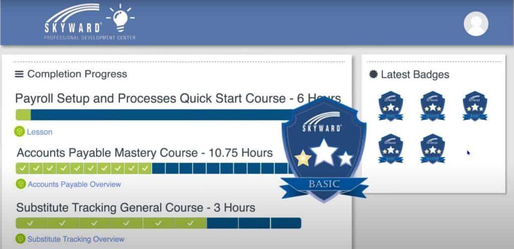 Badge options in the Skyward software